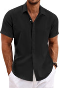 Men's Linen Wedding Shirt – Short-Sleeve, Button-Down, Casual Style, Loose Fit