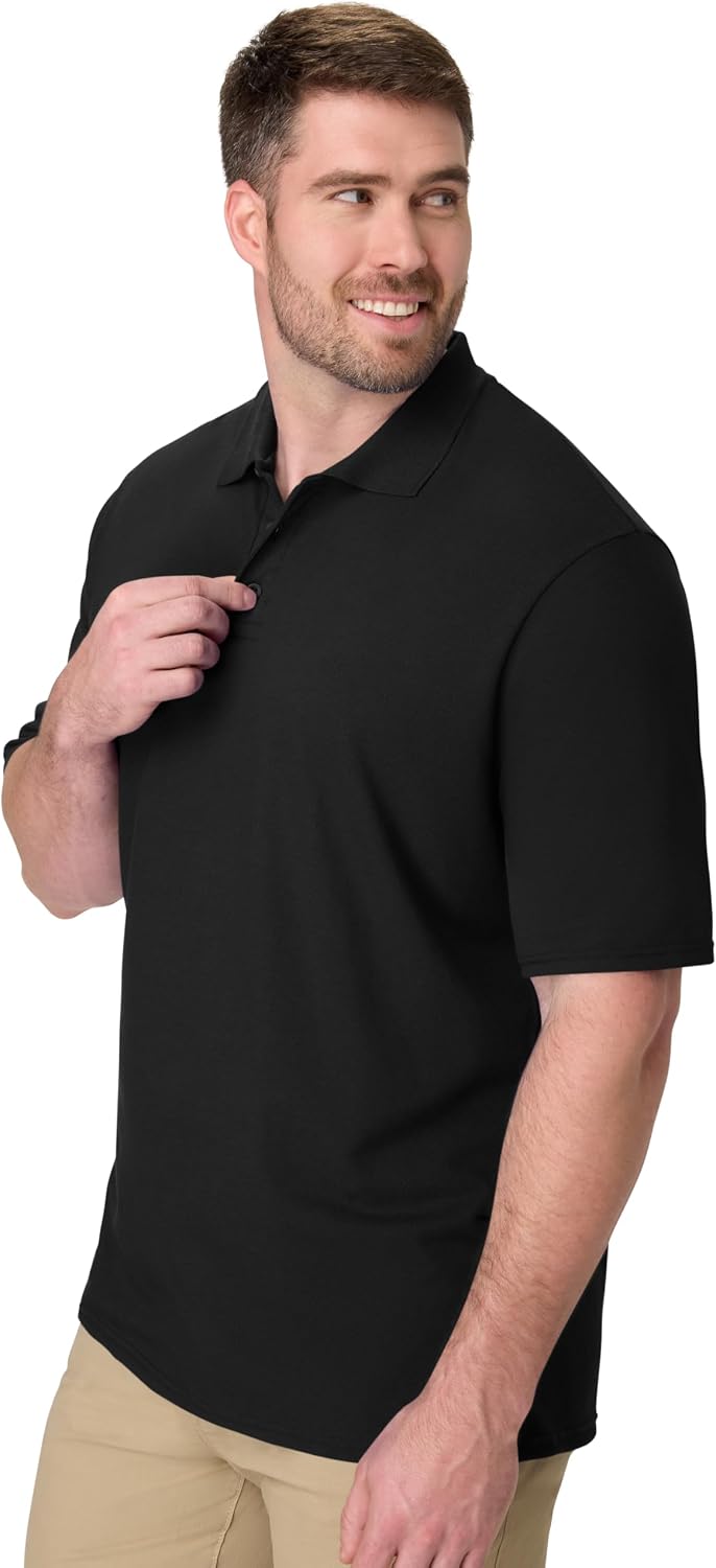 Men's Short-Sleeve Piqué Polo Shirt, 3-button design, medium weight.