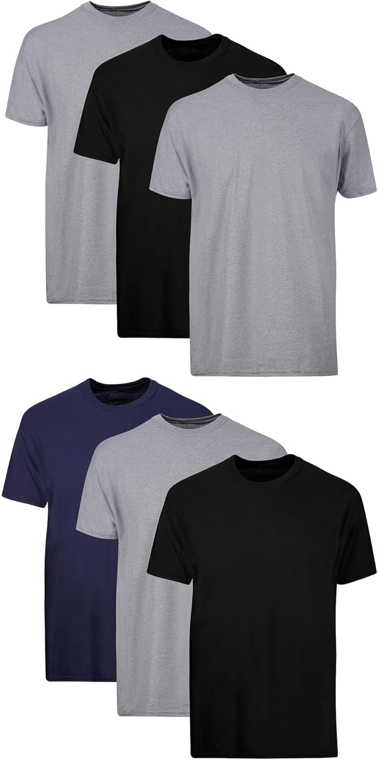 Men's Pure Cotton Crew Neck Moisture-Wicking Undershirt/T-Shirt — Multipack