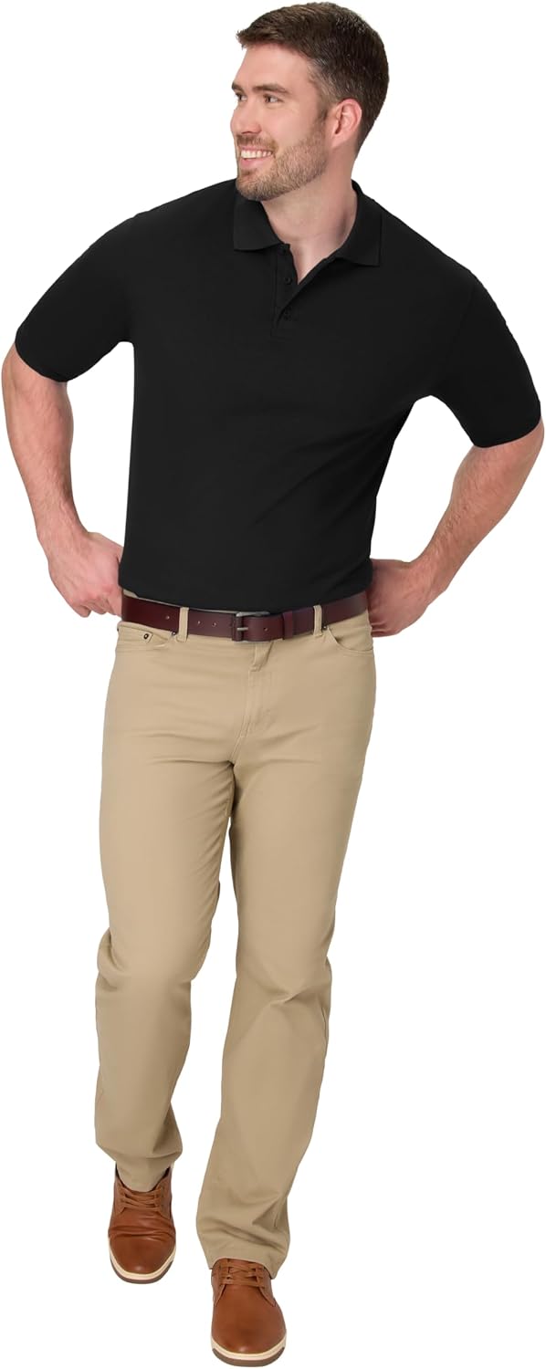 Men's Short-Sleeve Piqué Polo Shirt, 3-button design, medium weight.