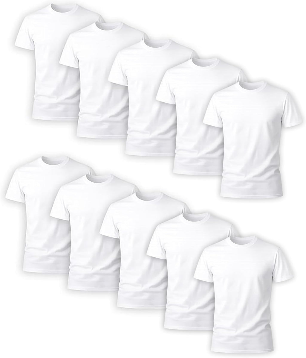 Men's Pure Cotton Crew Neck Moisture-Wicking Undershirt/T-Shirt — Multipack
