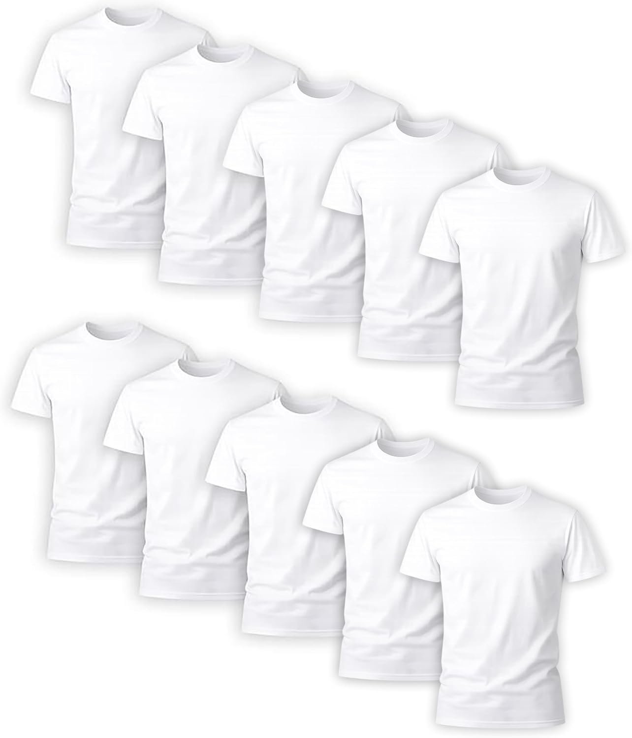 Men's Pure Cotton Crew Neck Moisture-Wicking Undershirt/T-Shirt — Multipack