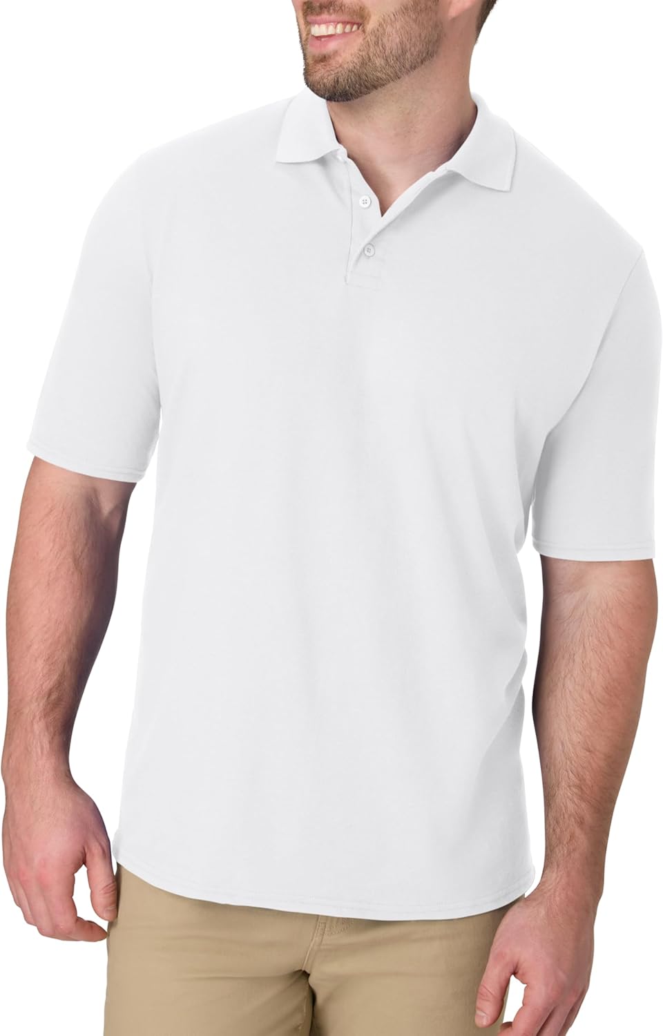 Men's Short-Sleeve Piqué Polo Shirt, 3-button design, medium weight.