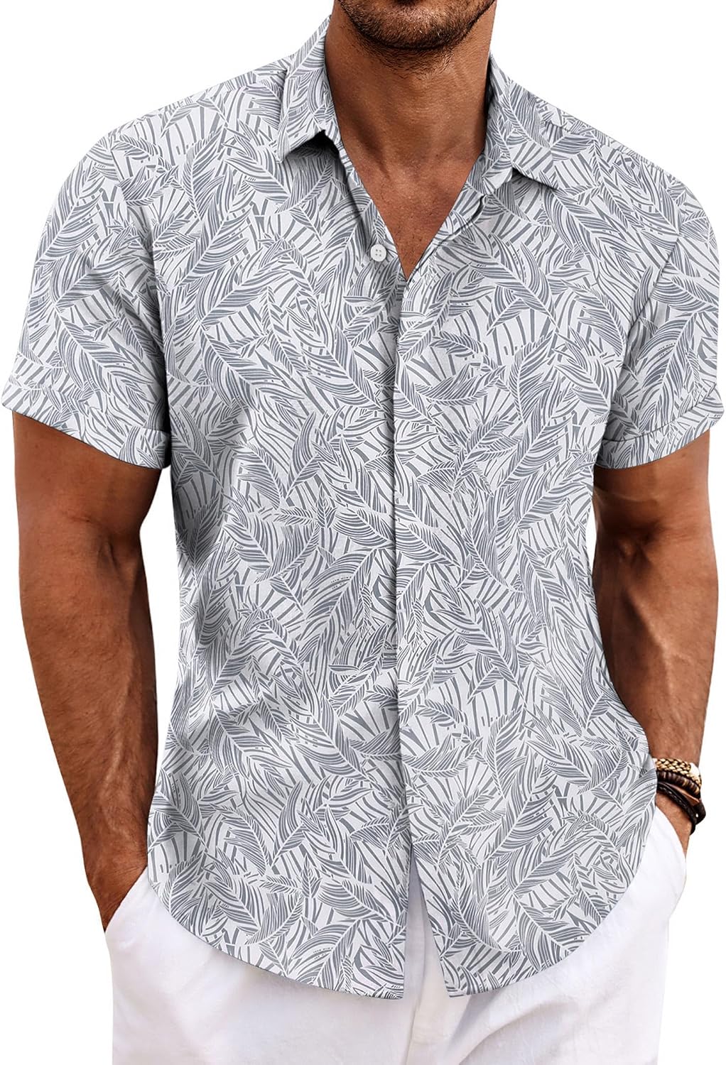 Men's Linen Wedding Shirt – Short-Sleeve, Button-Down, Casual Style, Loose Fit
