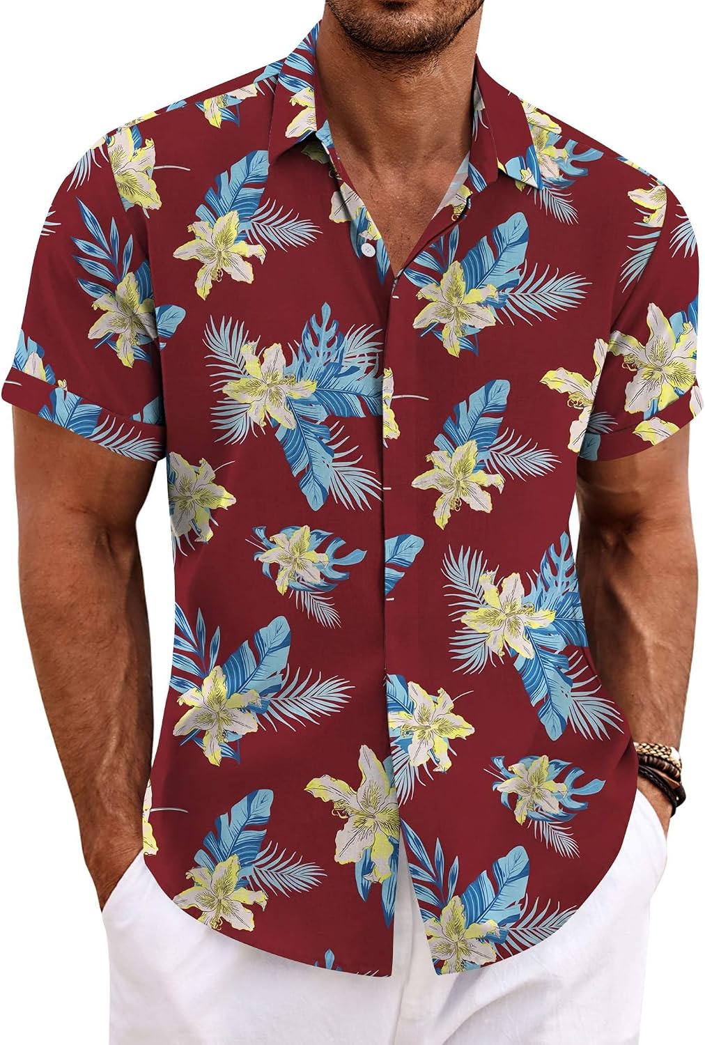 Men's Linen Wedding Shirt – Short-Sleeve, Button-Down, Casual Style, Loose Fit