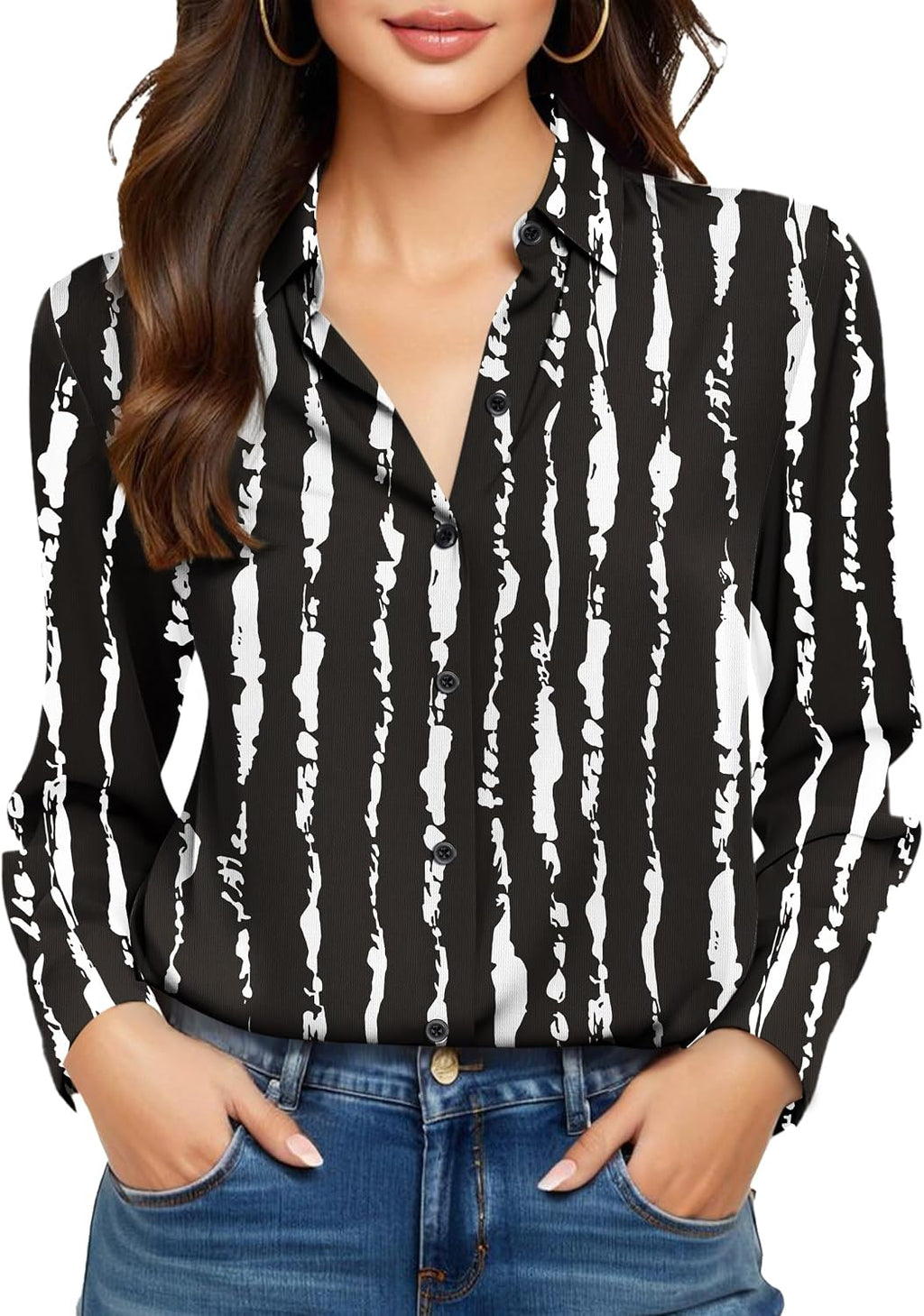Beige Dress Shirts Women Womens Blouse Button Down Up Silk Shirt Long Sleeve Blouses Collared Slim Wrinkle Free Fit Formal Tops for Casual Work Business Tunic Work Top Cream Size XL