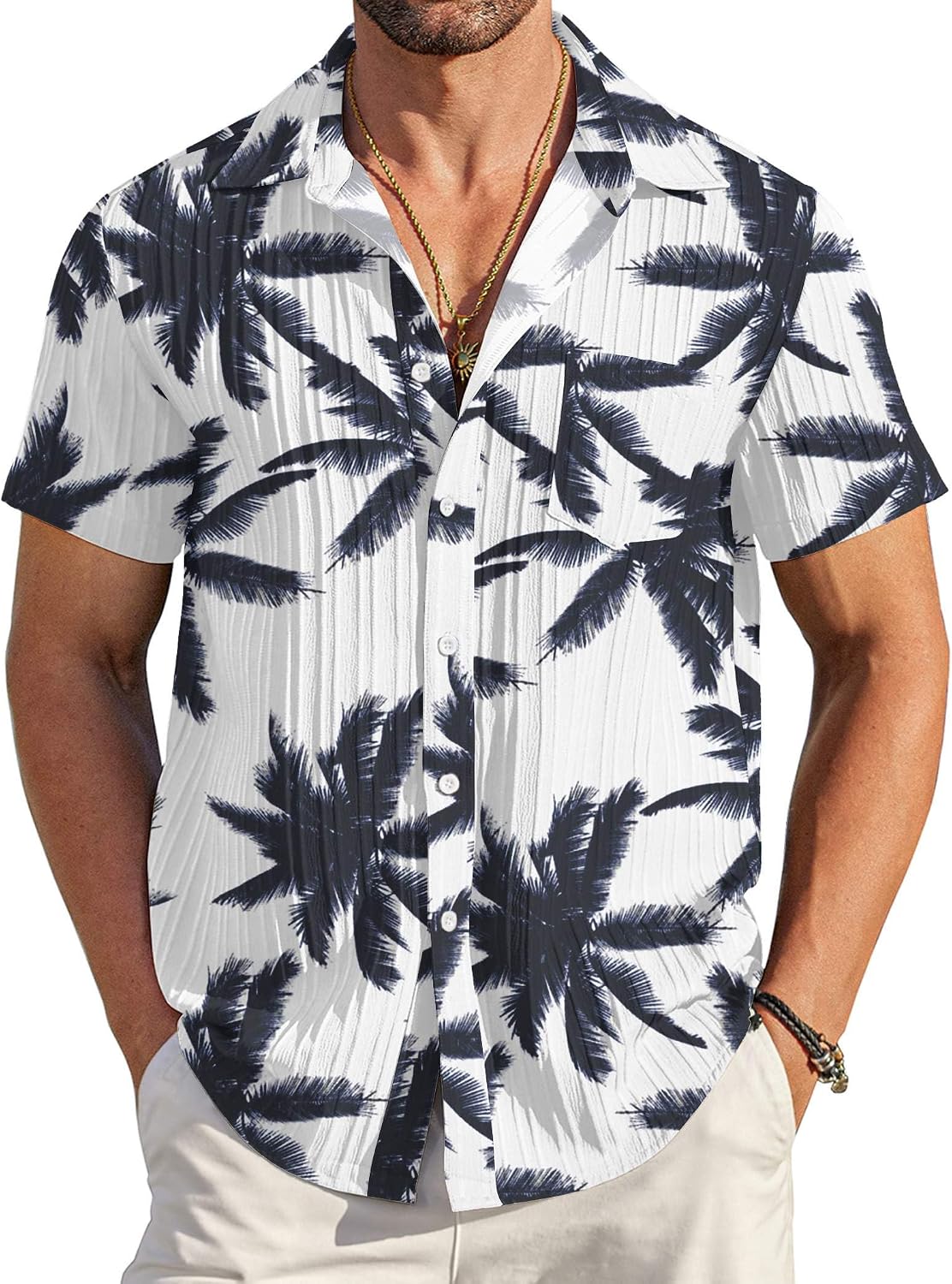 Men's Summer Short-Sleeve Linen Shirt – Stylish Casual Beach Shirt with Button-Down Collar
