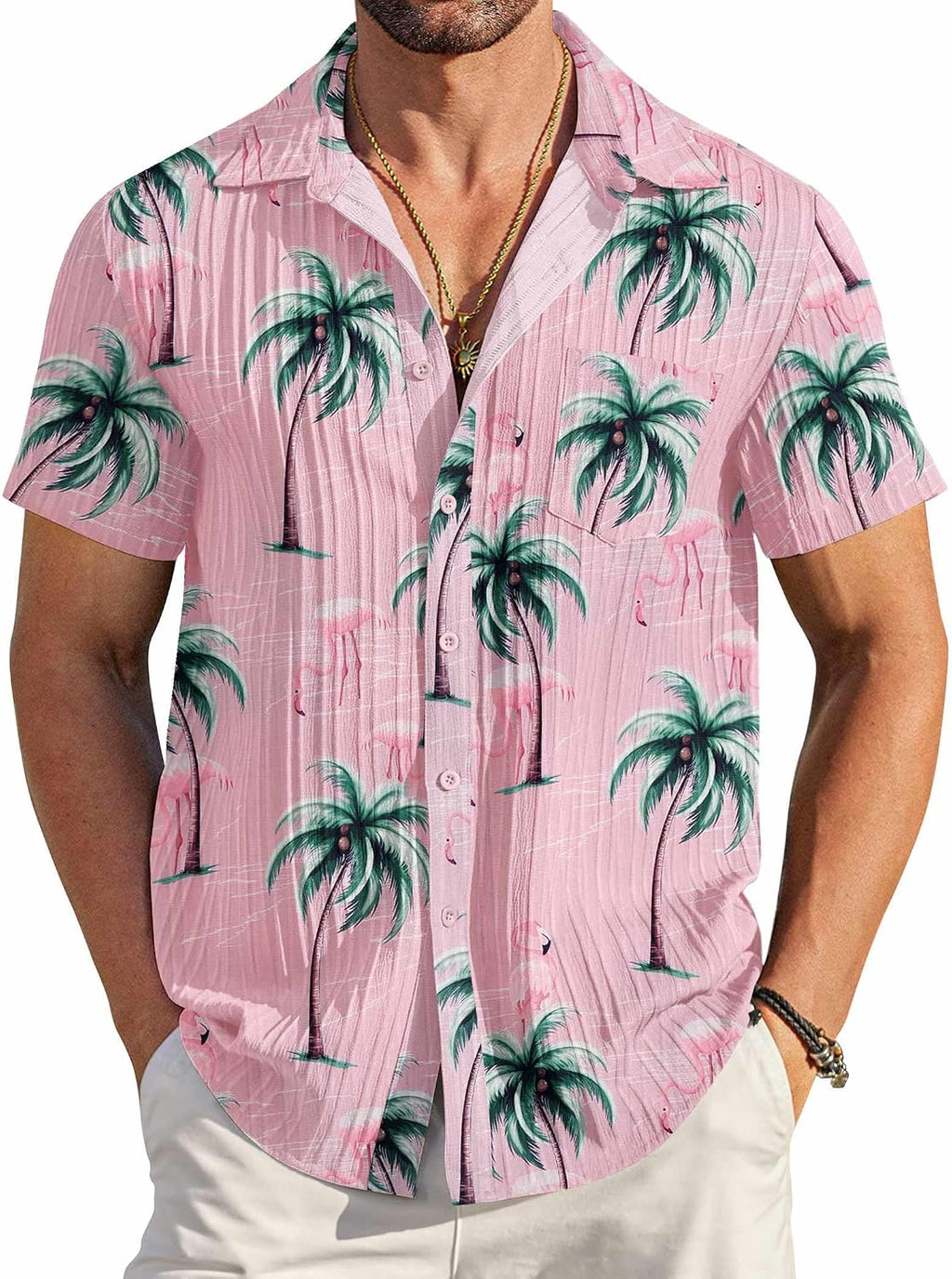 Men's Summer Short-Sleeve Linen Shirt – Stylish Casual Beach Shirt with Button-Down Collar