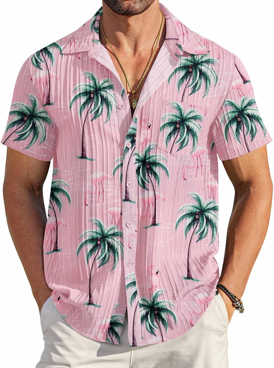 Men's Summer Short-Sleeve Linen Shirt – Stylish Casual Beach Shirt with Button-Down Collar