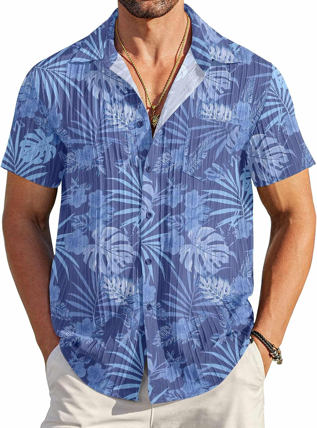 Men's Summer Short-Sleeve Linen Shirt – Stylish Casual Beach Shirt with Button-Down Collar